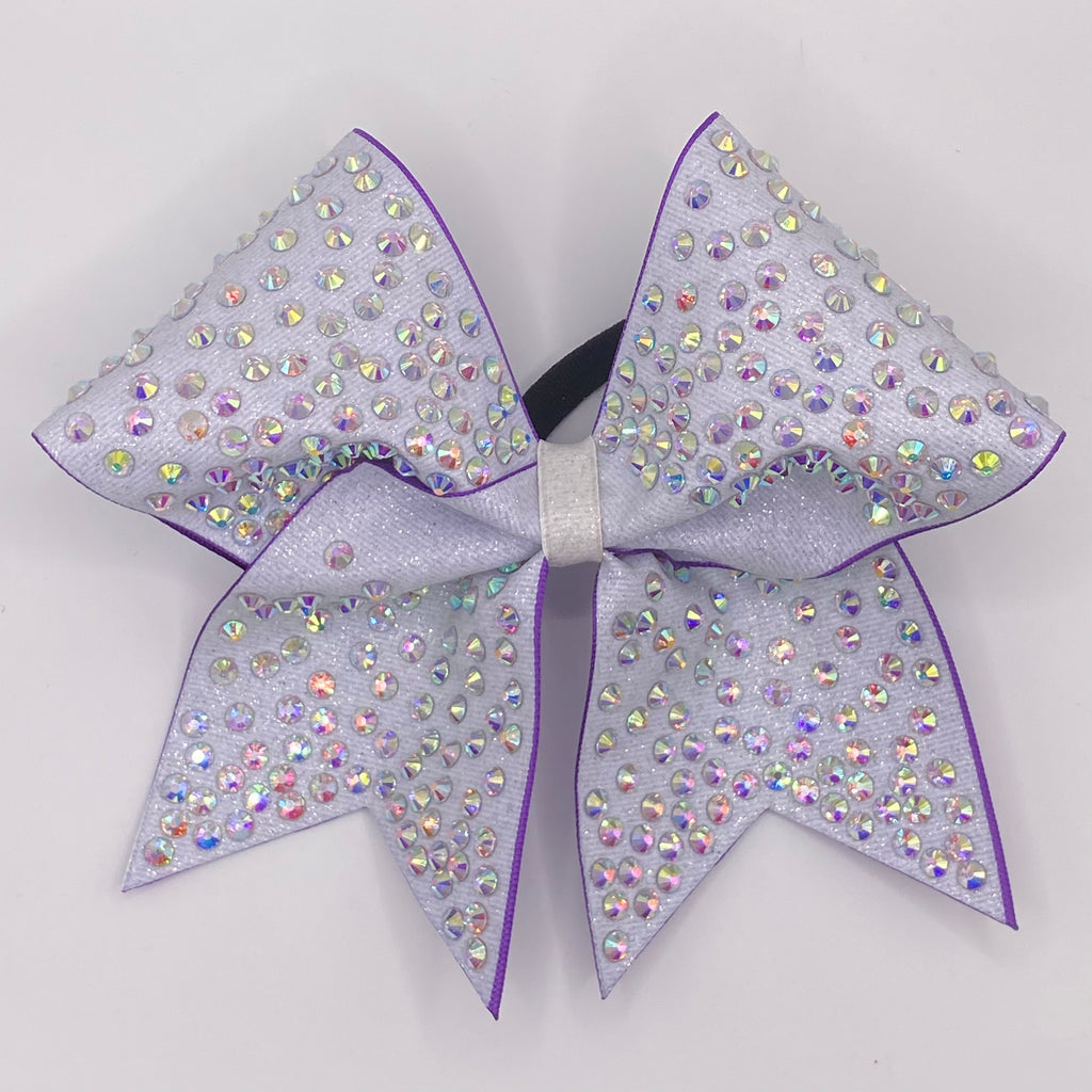 White Glitter & Rhinestone 3-Inch Cheer Bow