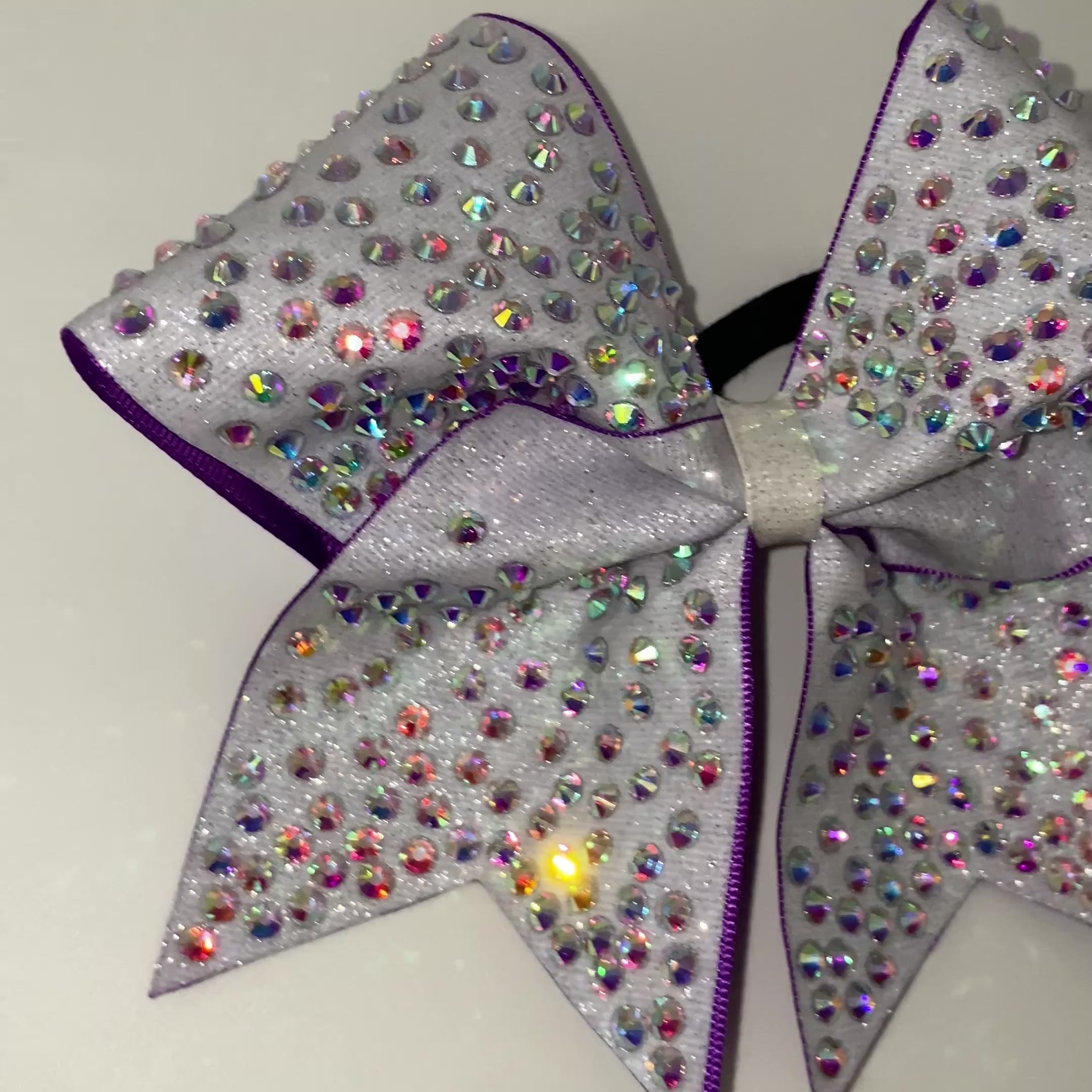 White Glitter & Rhinestone 3-Inch Cheer Bow