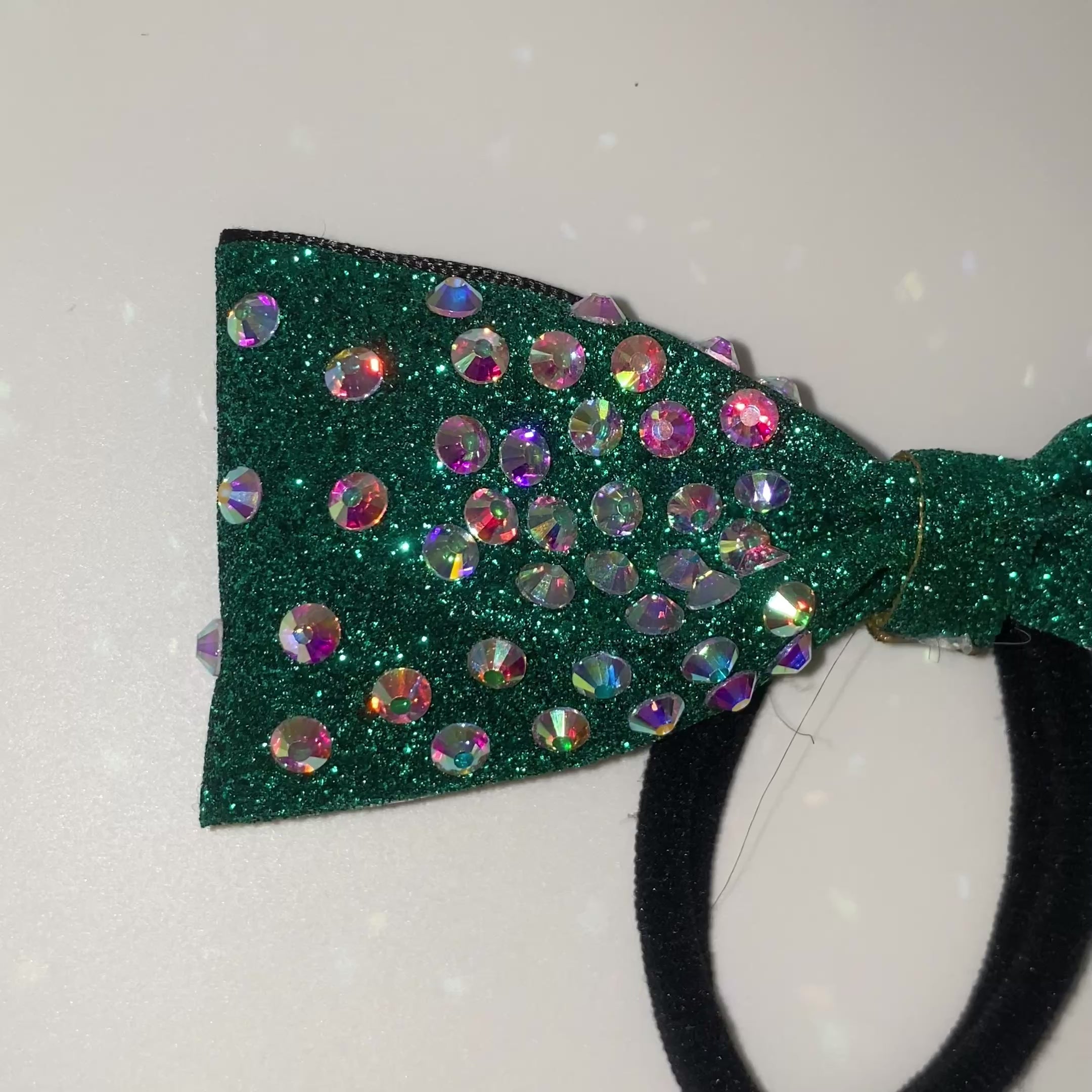 Handmade Green Tailless Cheer Bow
