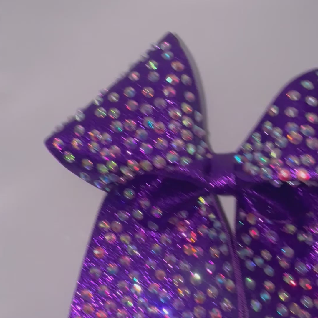 Handcrafted Gold Rhinestone Cheer Bows with Glitter Backing
